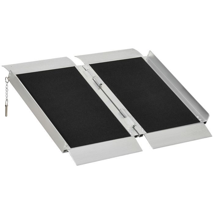 Rampe de fauteuil roulant - HOMCOM - pliable - en alliage d'aluminium antidérapante - poignées - charge max. 272 kg - noir