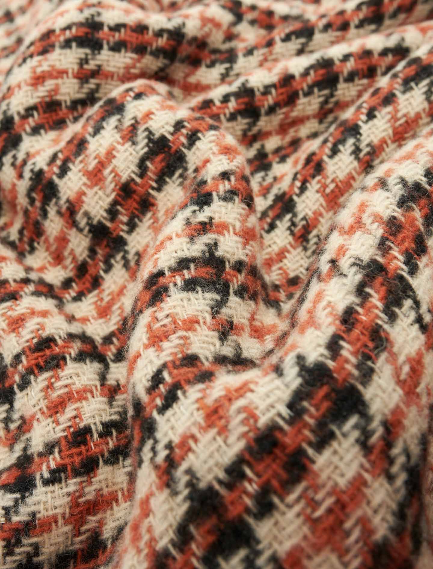 Ruudullinen hapsuponcho - ruskea