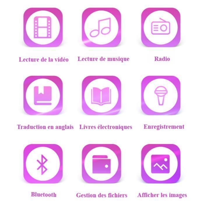 Reproductor MP4, Bluetooth, 16 GB, pantalla de 2 pulgadas, lector de libros electrónicos, batería de 400 mAh, negro