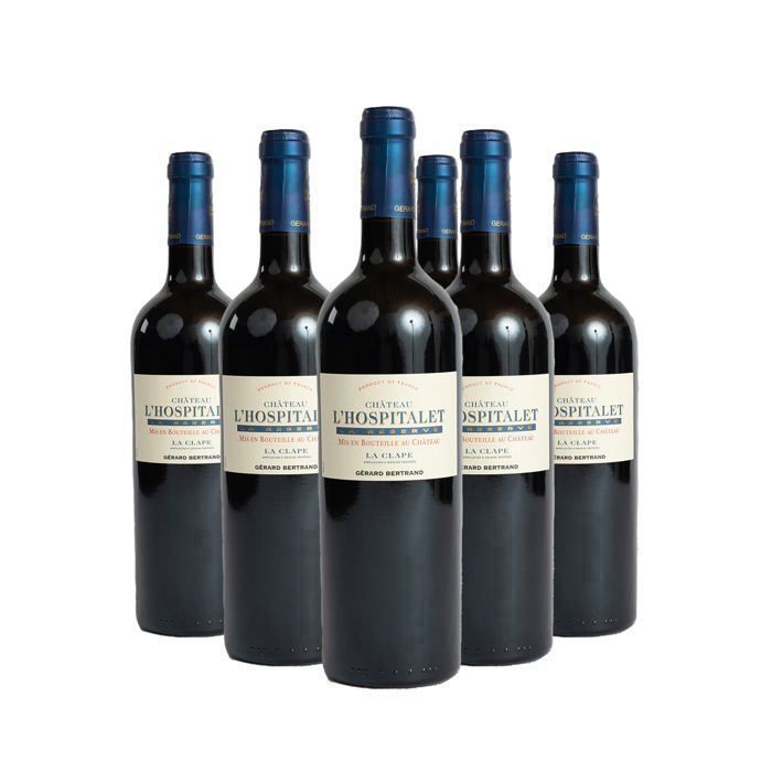 Gérard Bertrand Château l'Hospitalet La Réserve vin rouge biodynamie 75cl 2023 AOP La Clape Lot 6 bouteilles 75cl