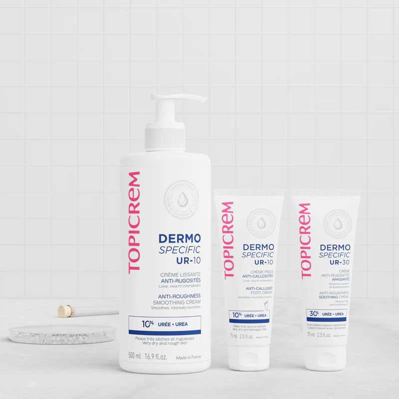 Topicrem UR-10 Creme Suavizante Anti-Aspereza para o corpo, ideal para pele muito seca.