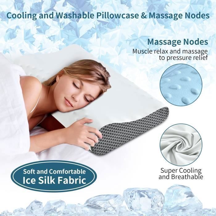 Travesseiro Cervical Ergonômico em Espuma Viscoelástica - Antirronco e Alívio da Dor - Sono Profundo 60*35*9/13cm