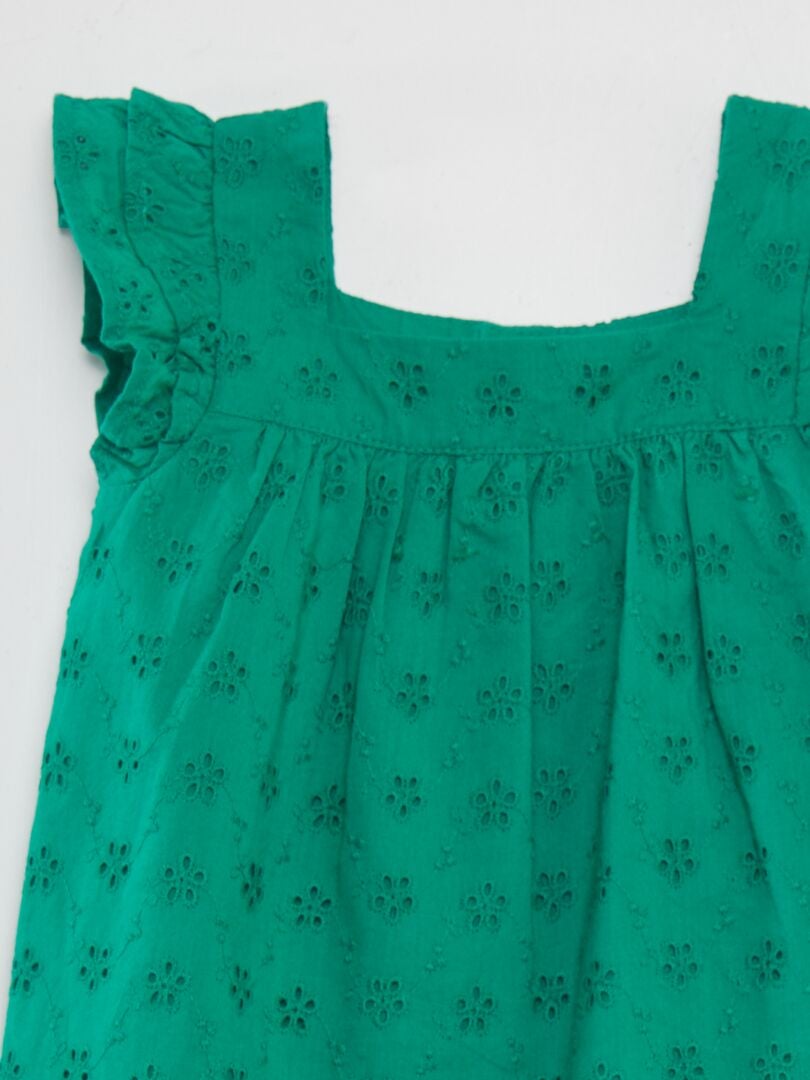 Jurk met Engelse steken - GROEN
