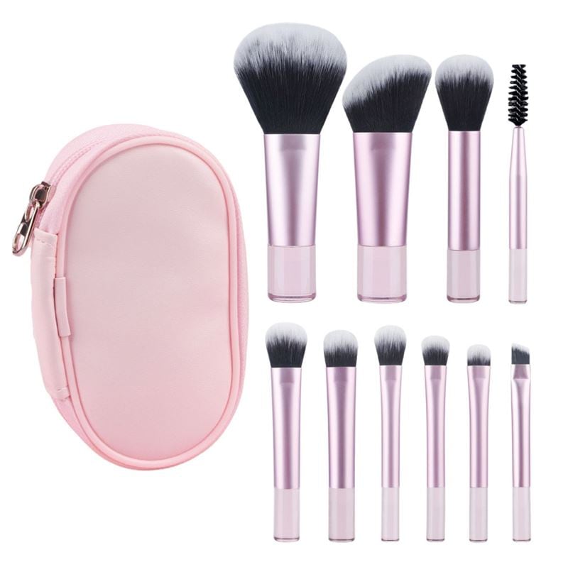 Set di pennelli Technique Pro, 10 pezzi, piccolo set da viaggio rosa – Rosa