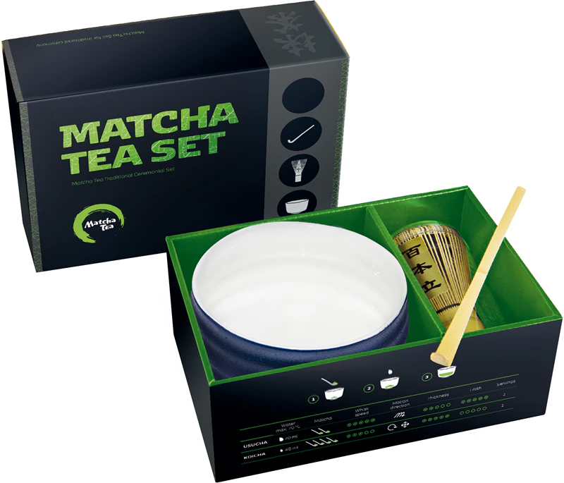 Conjunto de chá Matcha Jiro, kit de presente para preparar uma bebida.