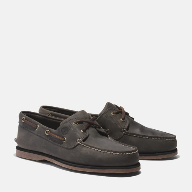 Scarpa da Barca in Pelle Classic da Uomo in                Grigio medio