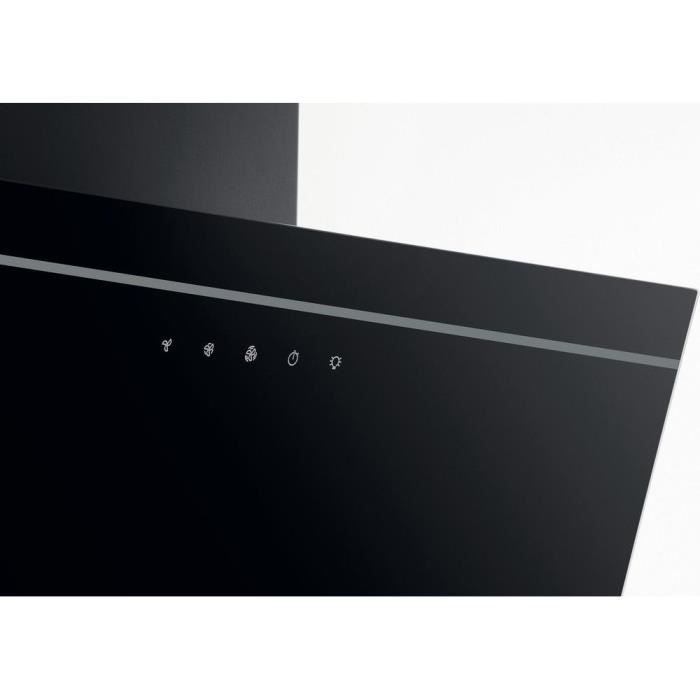 Cappa aspirante decorativa - WHIRLPOOL AKR62FLTK - Larghezza 60 cm - Aspirazione/ricircolo - 71 dB - 4 velocità + booster - Vetro nero