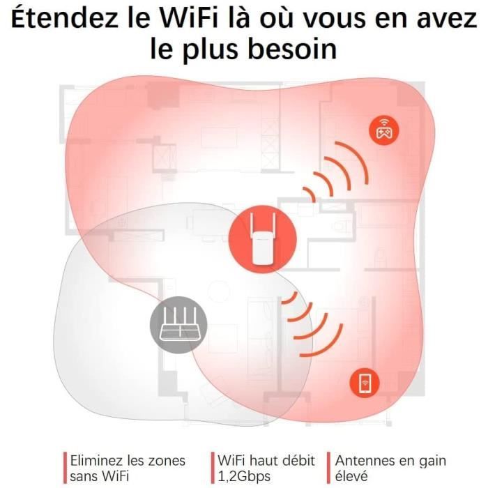 Powerful AC1200 Mbps WiFi Repeater - Mercusys ME30 - 1 Ethernet Port - Compatible with all routers