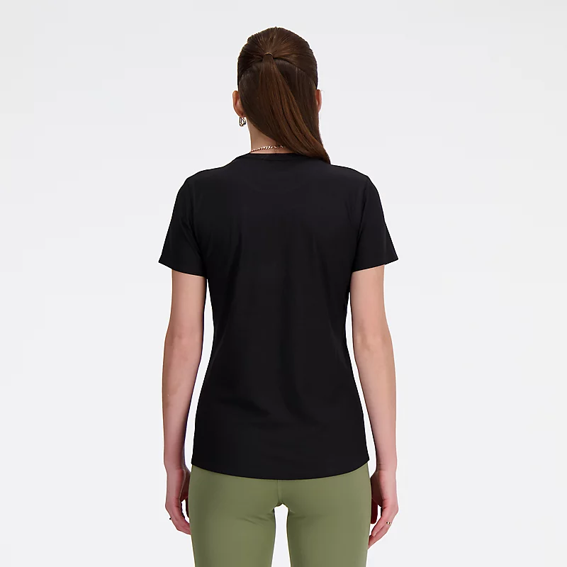 Damen-Jacquard-Slim-Fit-T-Shirt – SCHWARZ
