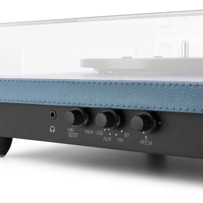 Giradischi Fenton RP113D Bluetooth - Pelle blu scuro - Altoparlanti integrati - 33, 45 e 78 giri al minuto