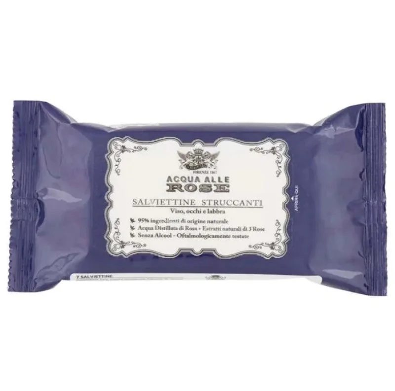 Lingettes démaquillantes miniatures à l'eau de rose, 7 unités