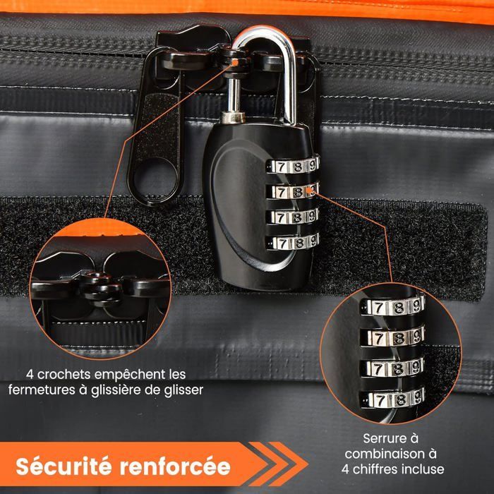 Cofre/bolsa de techo impermeable para coche COSTWAY de 424 litros con 10 correas reforzadas, 6 ganchos para puerta y alfombrilla antideslizante.