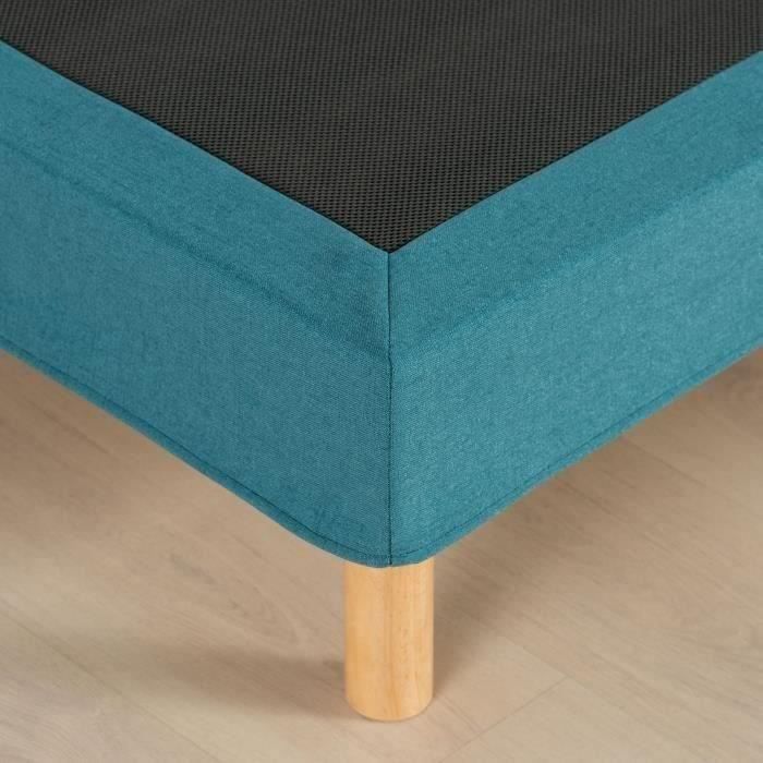 Base de cama tapizada - 140x190 cm - Azul turquesa - Kit - DEKO DREAM Eazyx