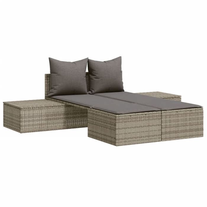 vidaXL Chaise Longue Double avec Coussins, Siège de Patio, Bain de Soleil, Transat de Jardin Balcon Terrasse Arrière-cour, 368391