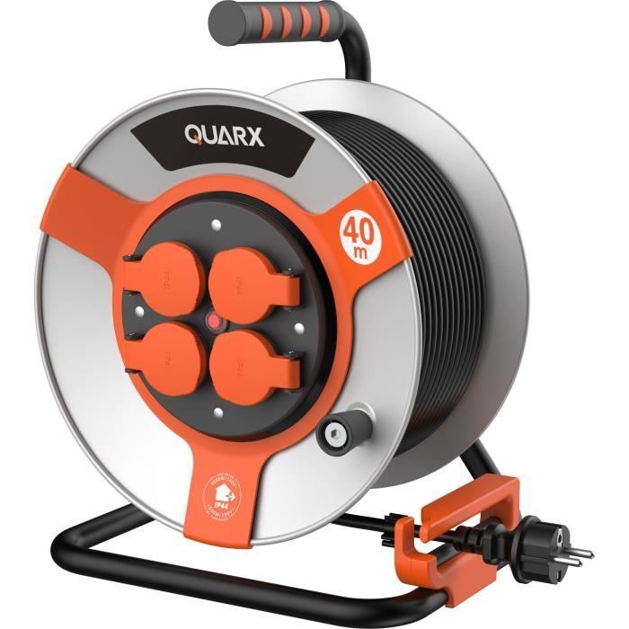 Enrouleur - QUARX - Chantier - 40m, H07RN-F. 3G2,5mm², tambour métallique