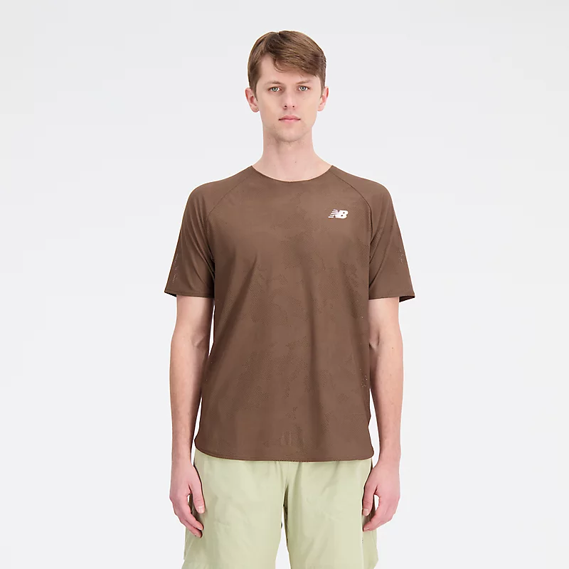 Koszulka męska Q Speed Jacquard z krótkim rękawem - DARK MUSHROOM