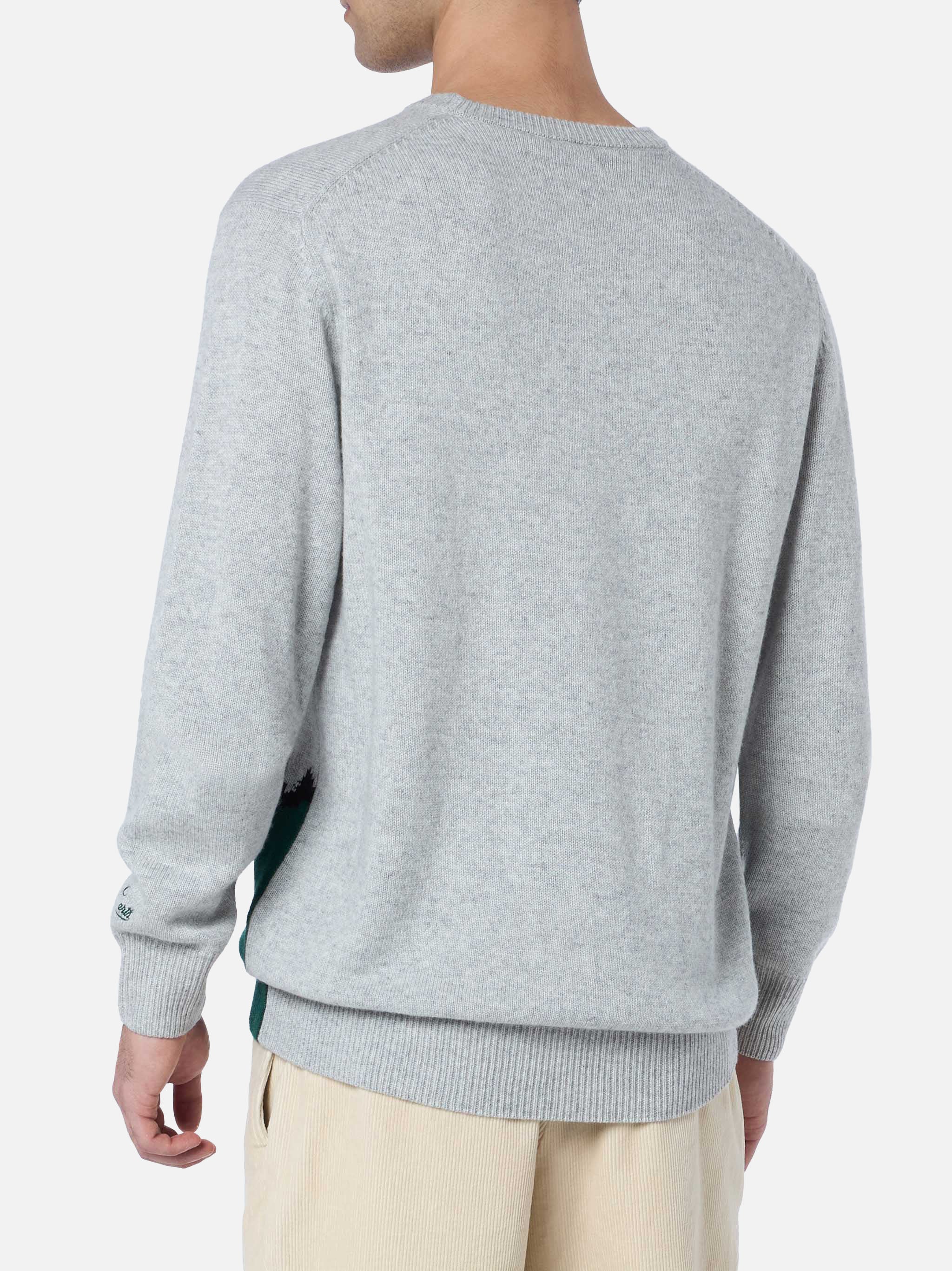 Maglione grigio da uomo Heron con stampa cartolina Zermatt Cable