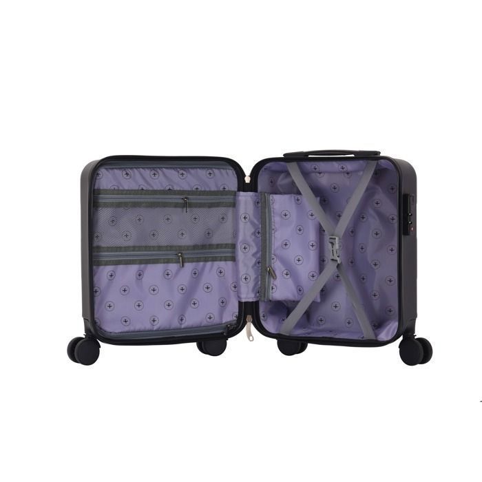 Maleta de cabina EasyJet de 45x36x20 cm – ABS rígido y ligero – 4 ruedas dobles giratorias – Negra – Carrito ADC – Etiqueta de equipaje incluida