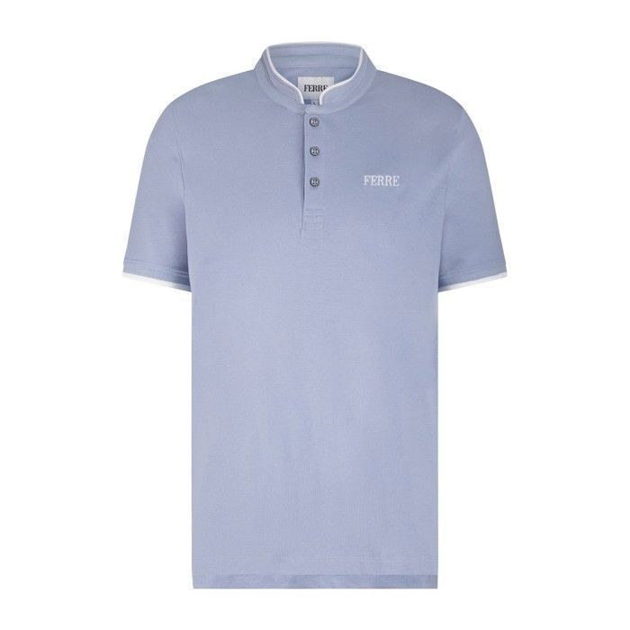 Ferre Polo Kurzarmshirt mit Stehkragen, Giorgio Himmelblau, Herren