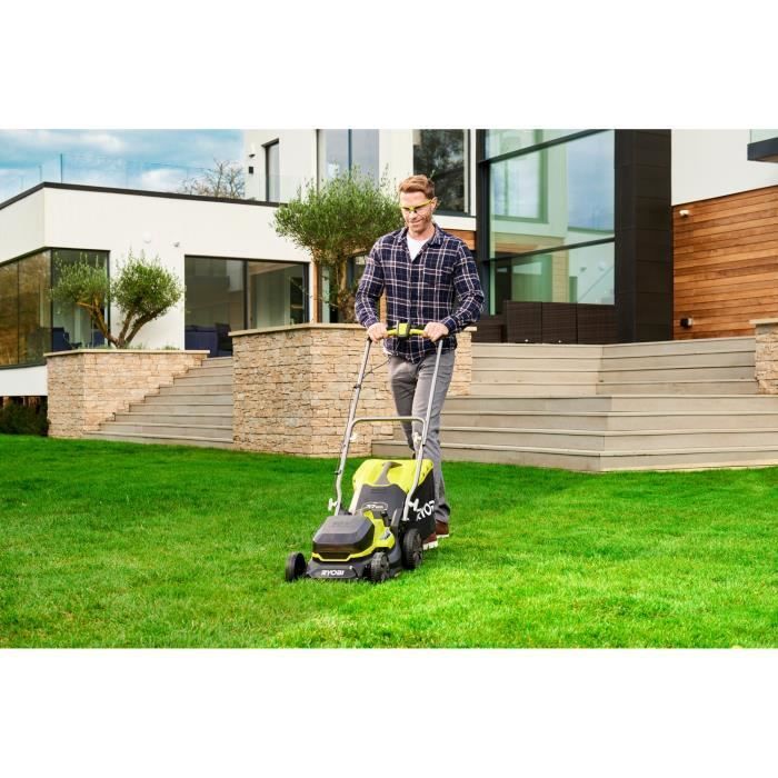 RYOBI - Tondeuse poussée 18V ONE+ - Ø coupe 37 cm - ramassage et mulching + 1 batterie 4,0 Ah et chargeur 2,0 A - RY18LM37A-140