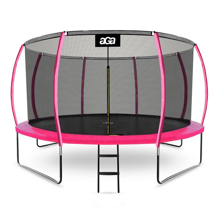 Cama elástica Aga SPORT EXCLUSIVE de 366 cm, color rosa + red de seguridad + escalera