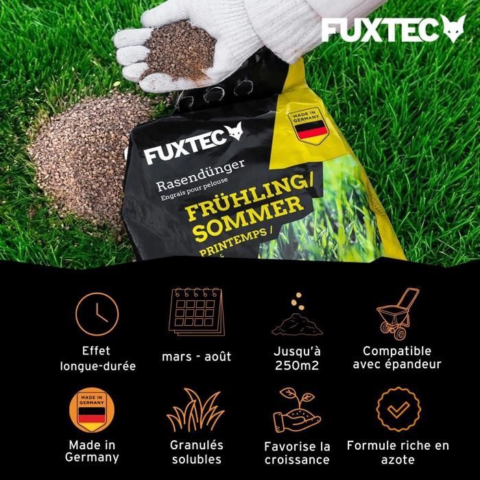 Engrais gazon printemps été FUXTEC FX-RDFS5 organo minéral avec magnésium et soufre sac 5 kg