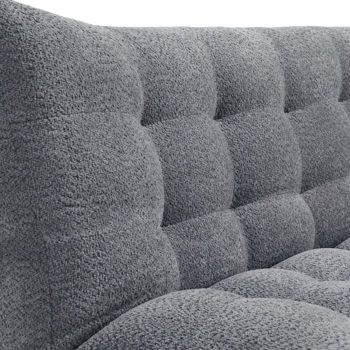 Sofá cama convertible tapizado en tejido bouclé gris - VALENTIN Meubletmoi