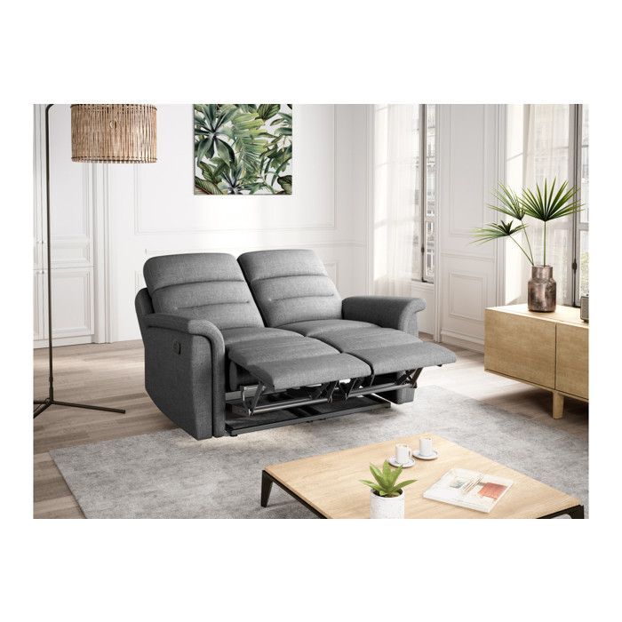 Canapé de Relaxation 2 places en Tissu Gris LÉON - Gris clair - LOUNGITUDE