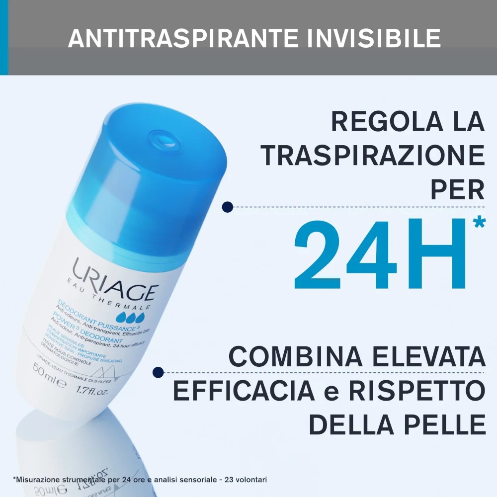 URIAGE Uriage Eau Thermale Desodorante Roll-on Power3 Intense Antitranspirante 50 ml para pele sensível