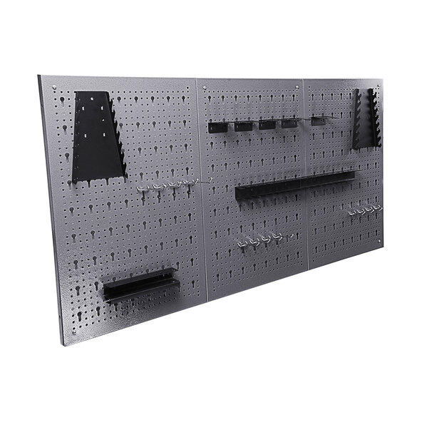 Pegboard with hook set, 22-piece, grey