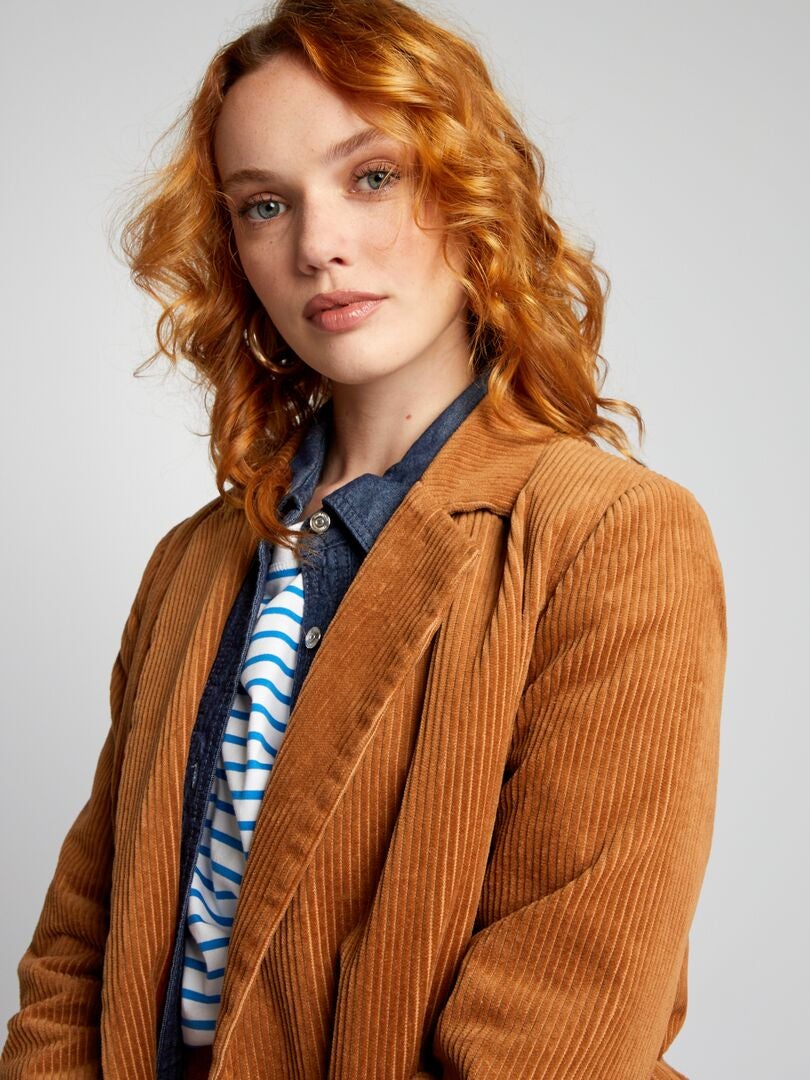 Blazer croisé en velours - MARRON