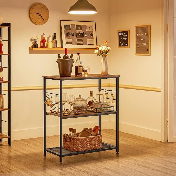 VASAGLE Kitchen Cart - Microwave Oven Stand - 80 x 40 x 90 cm - Industrial Style