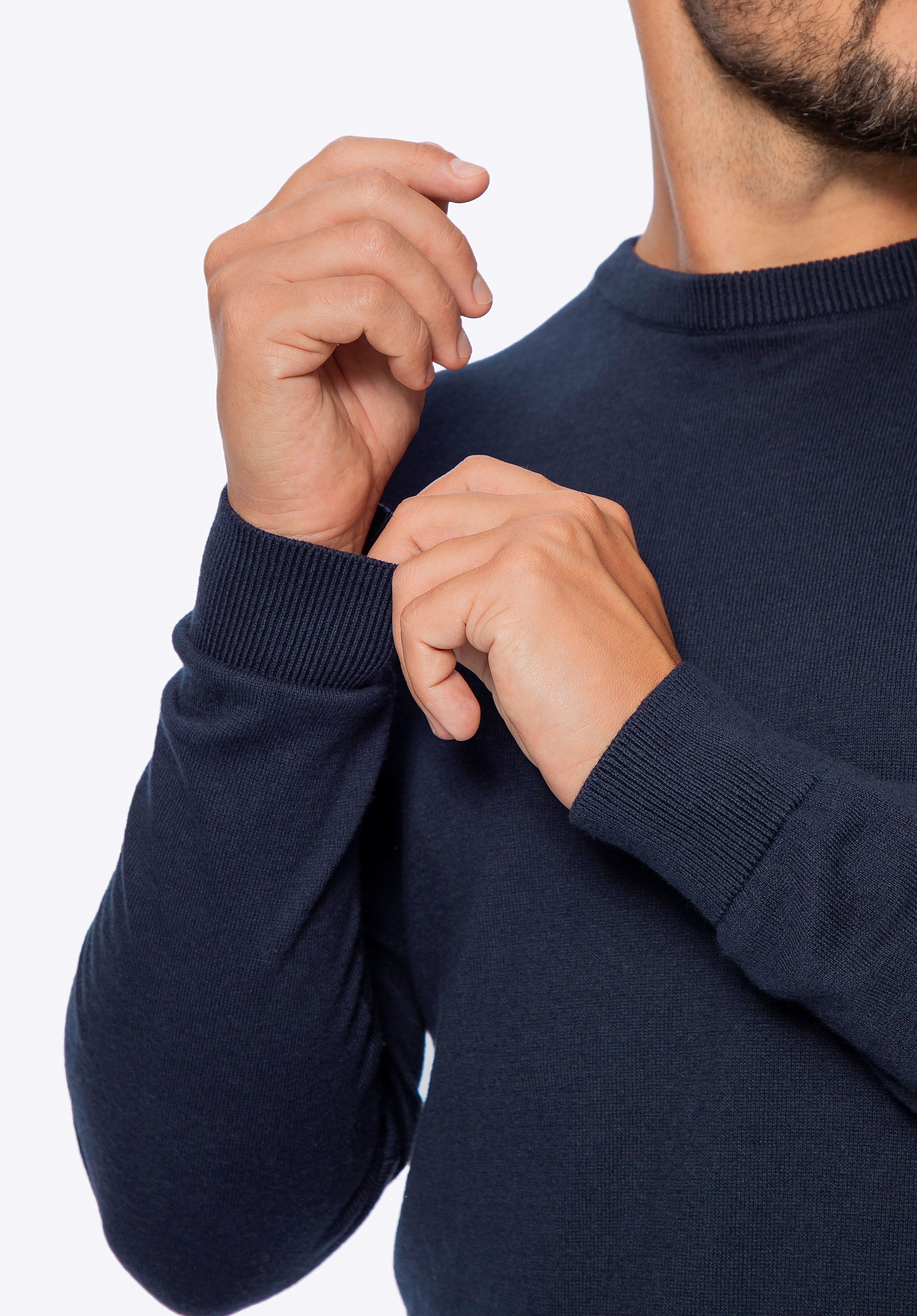 Sweter męski z bawełny z domieszką kaszmiru granatowy