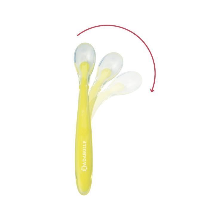 Badabulle Lot de 2 Cuillères en silicone - Ultra-flexibles, Ergonomiques, Sans BPA, 4m+