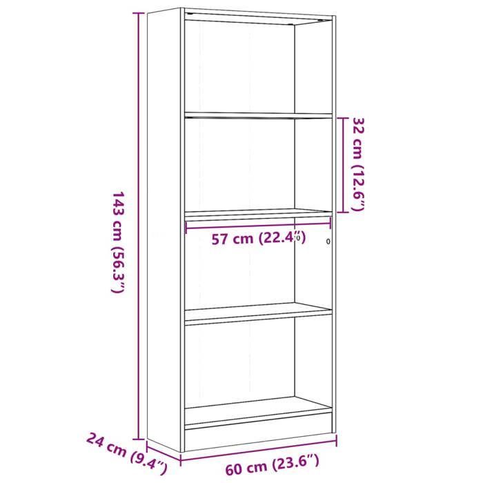 vidaXL Estantería de roble hecha a mano 60x24x143 cm Madera de ingeniería, Estantería, Soporte para libros, Soporte para libros, 857820