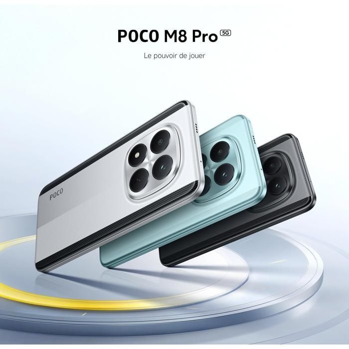 Smartphone Xiaomi POCO M8 Pro 5G 12+512 Go Plata, Garantía de 2 años, Cargador no incluido
