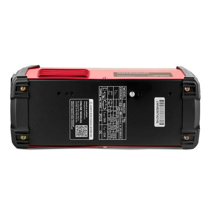 Soldadora inversora de CC – GREENCUT MMA200 – Potencia de 25 a 200 A – Tecnología IGBT – Electrodos de 2,5 a 3,2 mm (máx. 4,0) – Portátil