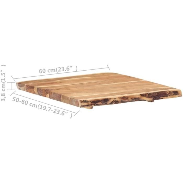 Eettafelblad van massief acaciahout 100x(50-60) x2,5 cm [586]