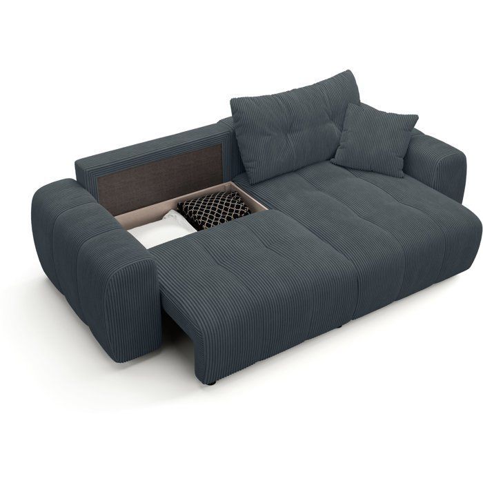 Convertible corner sofa - 4-seater - BRANDON - Anthracite Grey Fabric - 242 x 144 x 86 cm