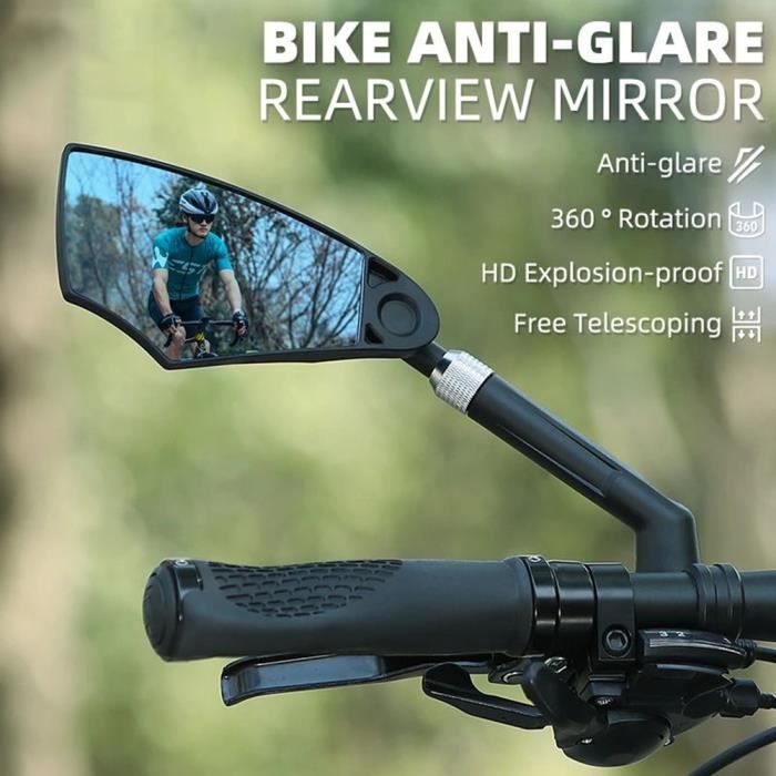 espejo retrovisor antirreflejos para bicicleta - Rotación de 360° - Visión clara - Espejo retrovisor para bicicleta - Vástago retráctil - Izquierdo