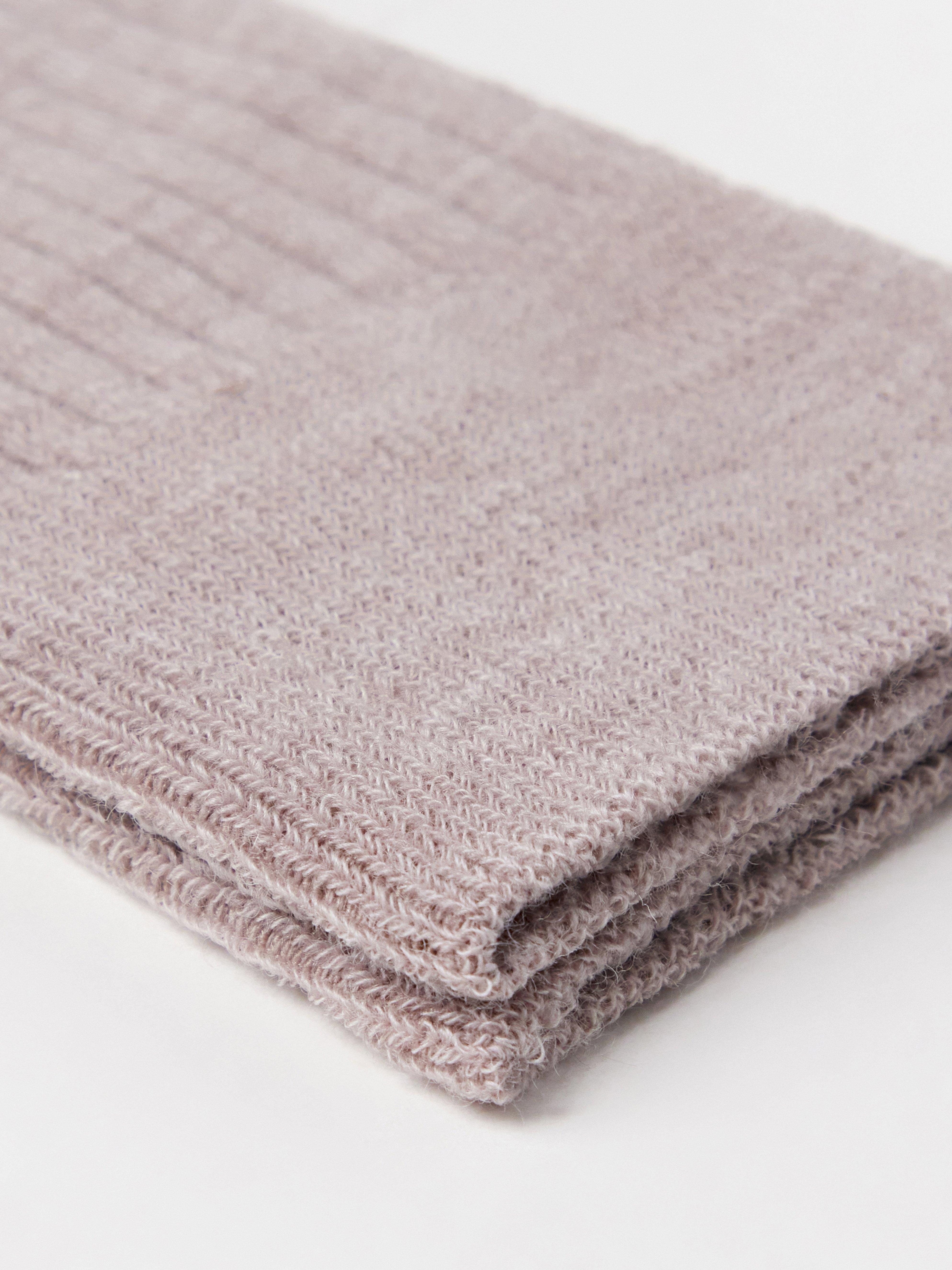 Žebrované podkolenky ze směsi merino vlny Dusty Beige Melange