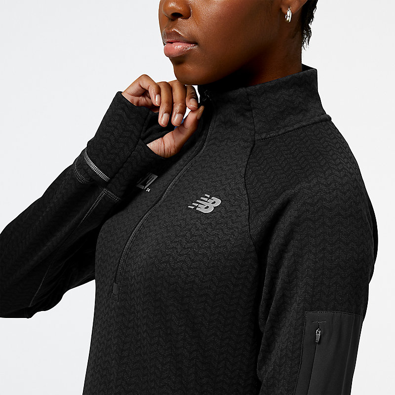 London Edition NB Heat Grid Half Zip Jacke für Damen – SCHWARZ