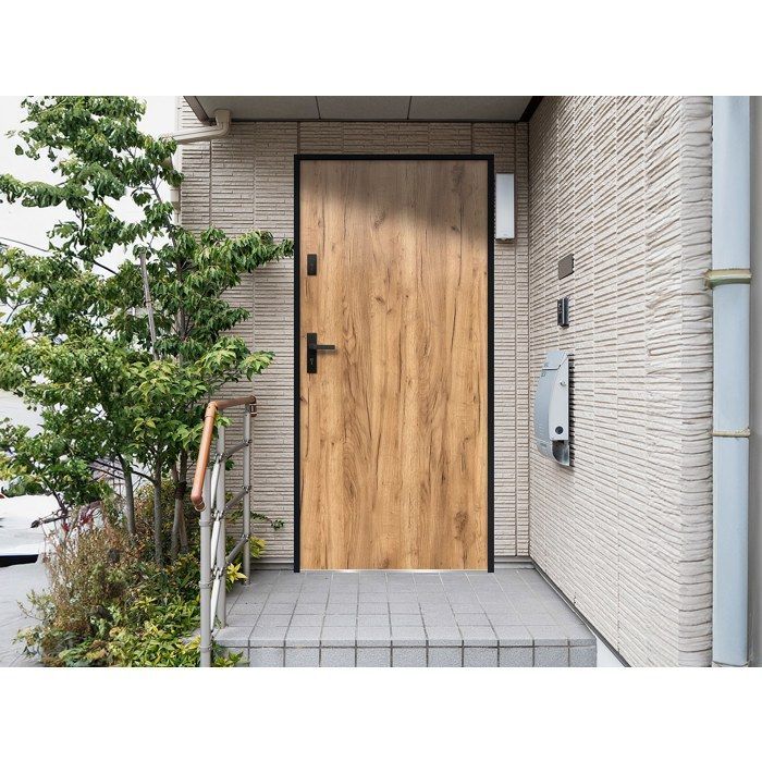 Porte d'entrée en acier pleine H207 x L100 cm effet chêne - épaisseur 55 mm - poussant droit - AGUEDA