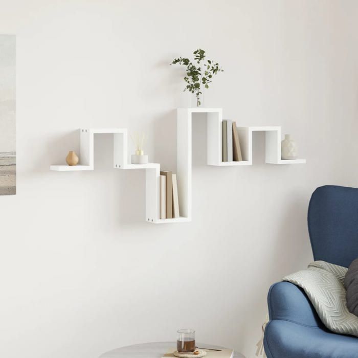 vidaXL Witte wandplank 104,5x10x43 cm, gemaakt van bewerkt hout, opbergplank, hangplank, displayplank, 840723