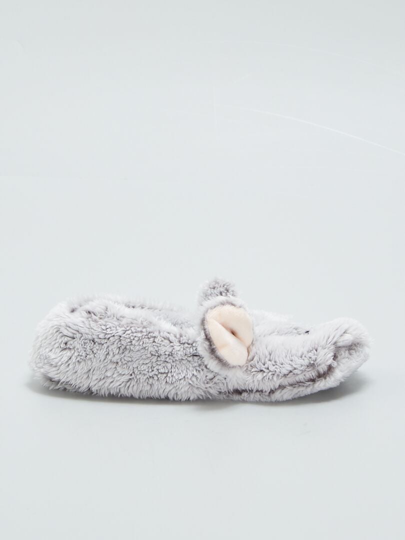Gevoerde balletschoenen in de vorm van een muis - GRIJS