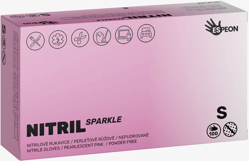 Espeon Nitril Sparkle Pearlescent Pink poedervrije nitrilhandschoenen