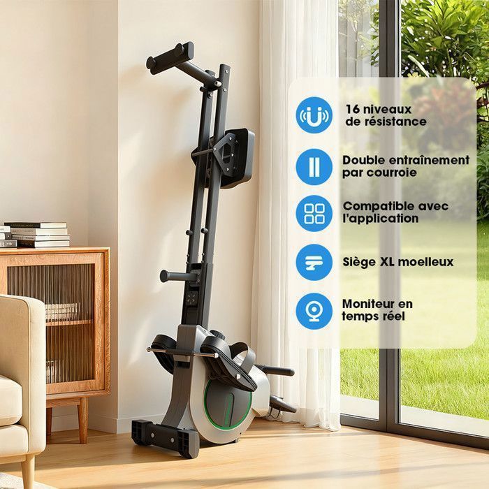 Magnetic Rowing Machine - 16 Resistance Levels - 160kg Capacity - LCD Screen - Kinomap Compatible - Robust and Stable - Quiet