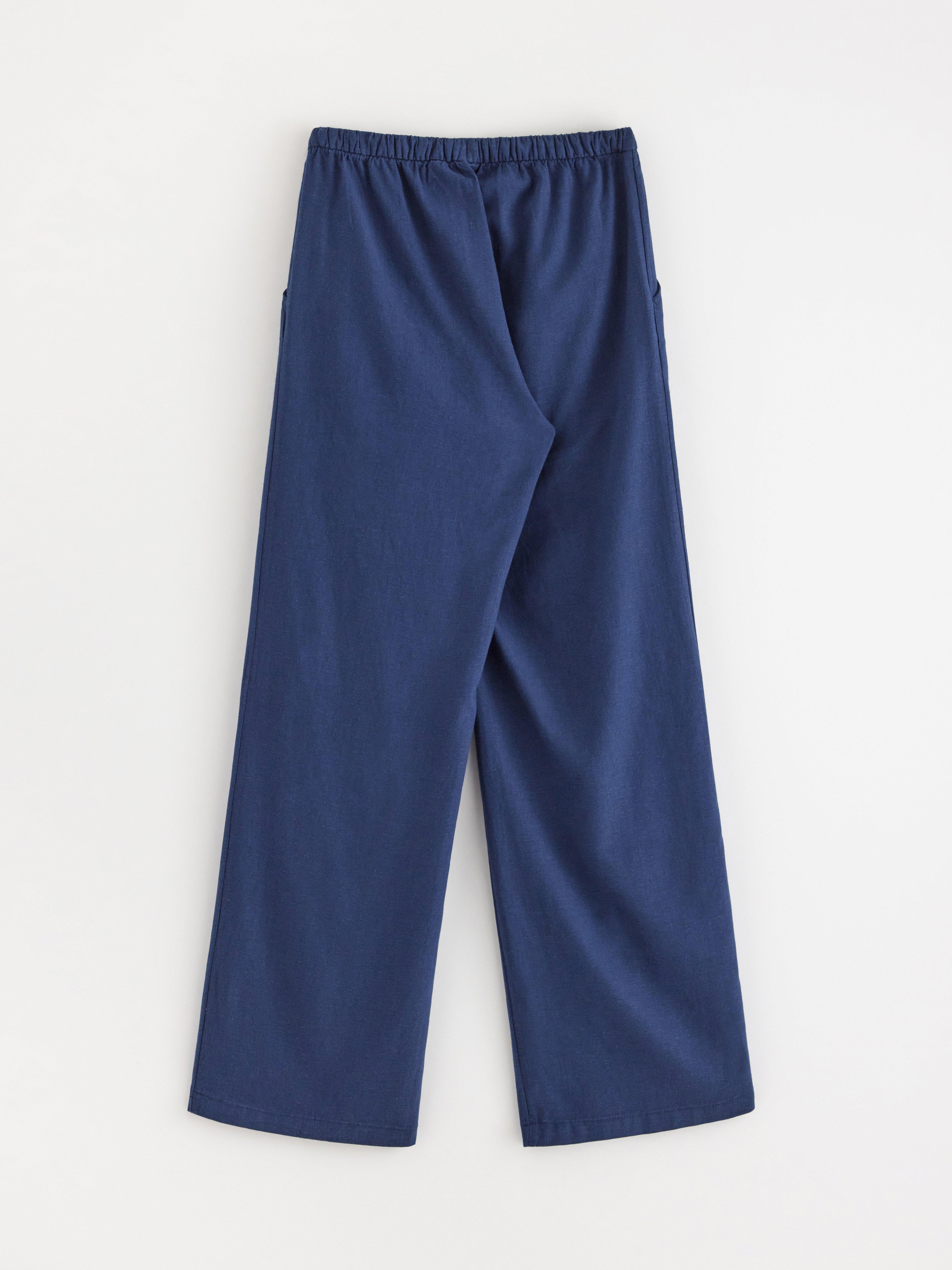 Byxor i linneblanding Dark Blue