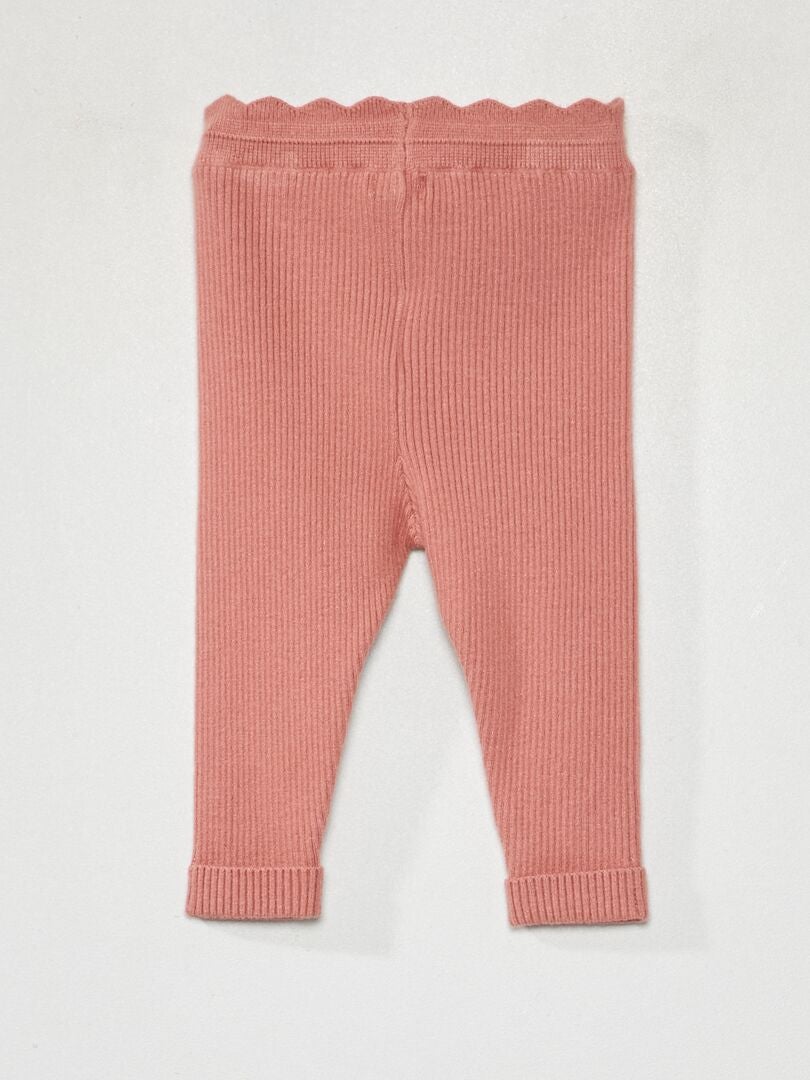 Geribbelde gebreide legging - ROZE