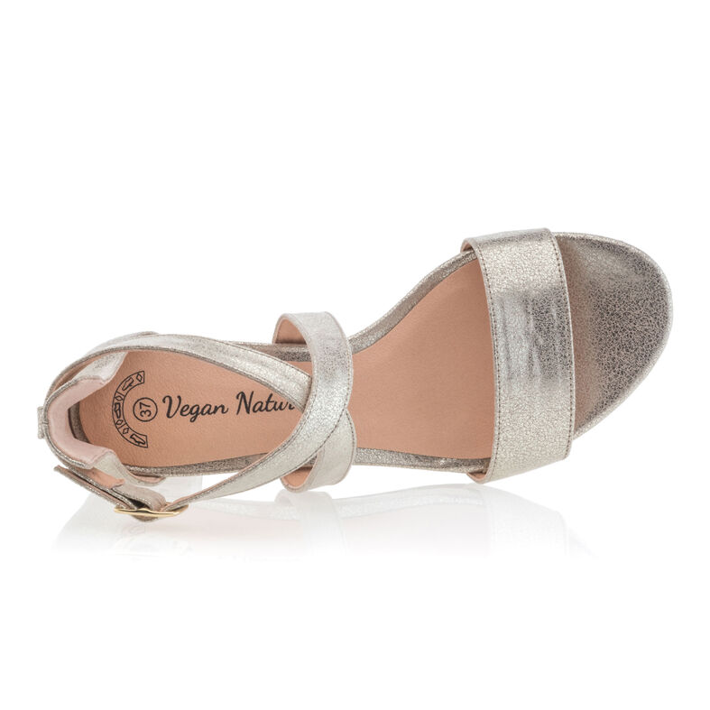 Sandalias plateadas para mujer / Zapatos de punta abierta